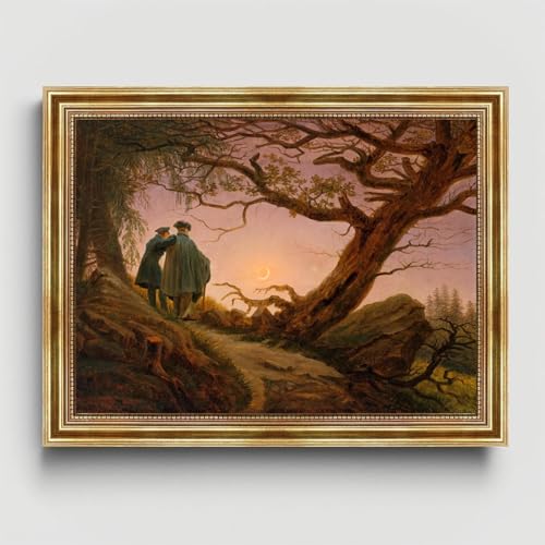 Dekomundo Caspar David Friedrich - Zwei Männer in Betrachtung des Mondes - Bild mit Rahmen, 40x50 cm von Dekomundo