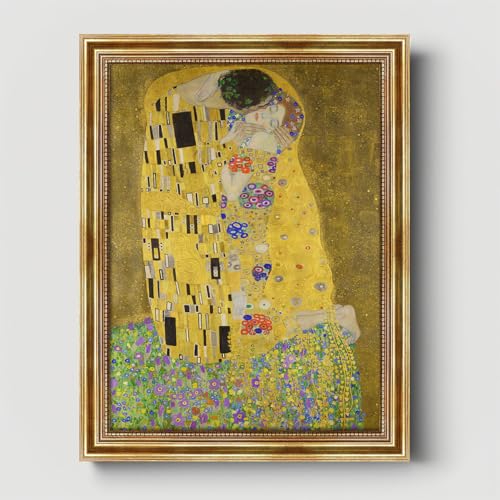 Dekomundo Der Kuss - Bild von Gustav Klimt Leinwand Bild mit Rahmen ohne Glas, 40x50 cm von Dekomundo