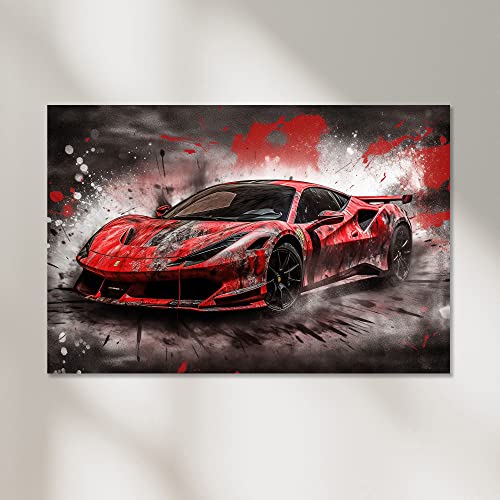 Dekomundo Ferrari F8 Tributo Auto Poster, Leinwandbild oder Bild mit Rahmen, 40x60 cm, Fotoposter von Dekomundo