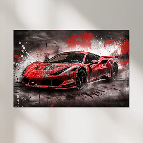 Dekomundo Ferrari F8 Tributo Auto Poster, Leinwandbild oder Bild mit Rahmen, 50x70 cm, Fotoposter von Dekomundo