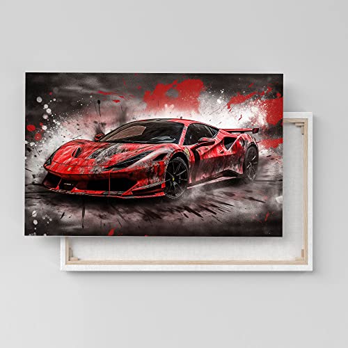 Dekomundo Ferrari F8 Tributo Auto Poster, Leinwandbild oder Bild mit Rahmen, 50x75 cm, Leinwandbild von Dekomundo