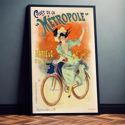 Französische Werbung für Fahrräder Vintage Cycles de la Métropole Retro Poster, 60x90 cm Französische Werbung für Fahrräder Vintage Cycles de la Métropole Retro Poster, 60x90 cm von Dekomundo