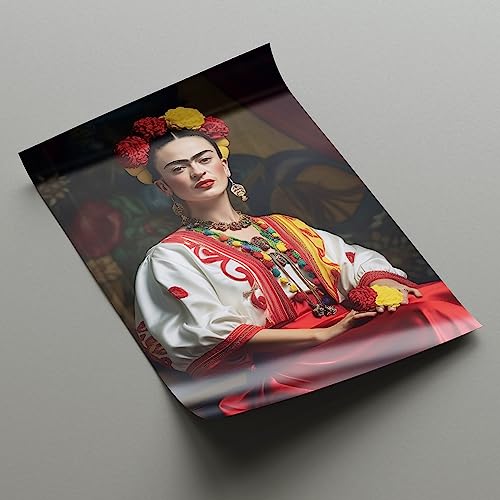 Dekomundo Frida Kahlo Porträt Traditionelle mexikanische Kleidung Kunstdruck Fotoposter, 20x30 cm von Dekomundo