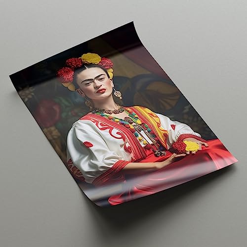 Dekomundo Frida Kahlo Porträt Traditionelle mexikanische Kleidung Kunstdruck Fotoposter, 60x90 cm von Dekomundo