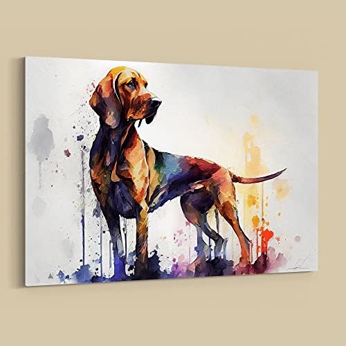 Dekomundo Hunde Portäts Leinwandbilder Wandbilder XXL Wanddekoration Hunderassen A-Z, Redbone Coonhound, 40x60 cm von Dekomundo