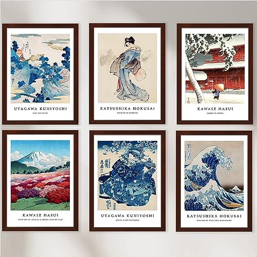 Dekomundo Japan Vintage Bilder Set Asiatische Wanddekoration für Zuhause - Büro, 30x40 cm von Dekomundo