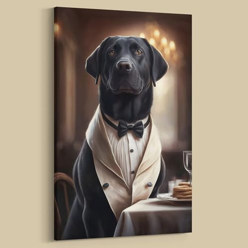 Dekomundo Labrador schwarz Hundebilder Leinwandbilder Porträt und lustige Bilder für Wanddekoration, Motiv 04, 30x40 cm von Dekomundo