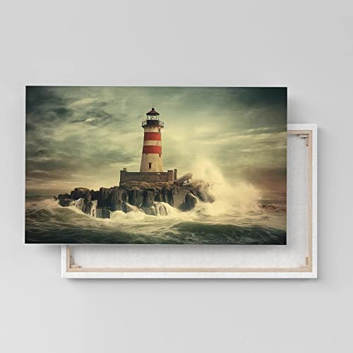 Dekomundo Leuchtturm im Sturm als Poster, Leinwandbild oder Bild mit Rahmen, Leinwandbild, 80x120 cm von Dekomundo