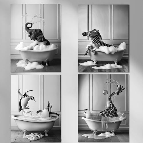 Dekomundo Lustige Badewanne Tierbilder Poster Set für Badezimmer, 30x40 cm Dekomundo Lustige Badewanne Tierbilder Poster Set für Badezimmer, 30x40 cm von Dekomundo