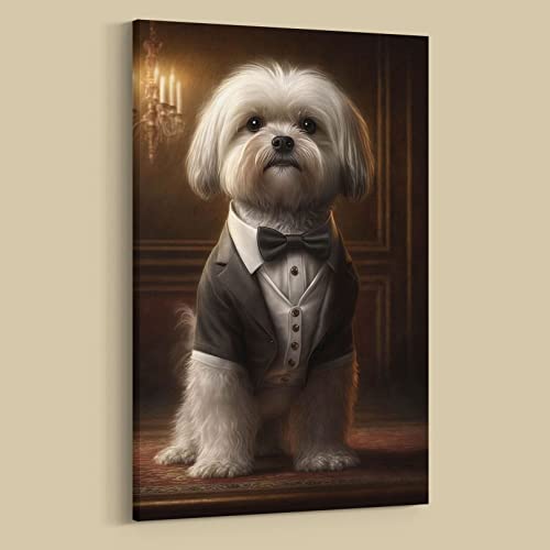 Dekomundo Malteser Hundebilder Leinwandbilder Porträt und lustige Bilder für Wanddekoration, Motiv 04, 75x100 cm von Dekomundo