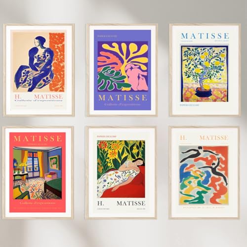 Dekomundo Matisse Premium Poster Set ohne Bilderrahmen - 6x DIN A4 oder 6x 30x40 cm Wanddekoration für Zuhause, 30x40 cm von Dekomundo