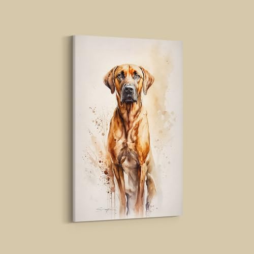 Dekomundo Rhodesian Ridgeback Hundebilder Leinwandbilder Porträt und lustige Bilder für Wanddekoration, Motiv 02, 40x50 cm von Dekomundo