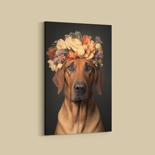 Dekomundo Rhodesian Ridgeback Hundebilder Leinwandbilder Porträt und lustige Bilder für Wanddekoration, Motiv 03, 50x70 cm von Dekomundo