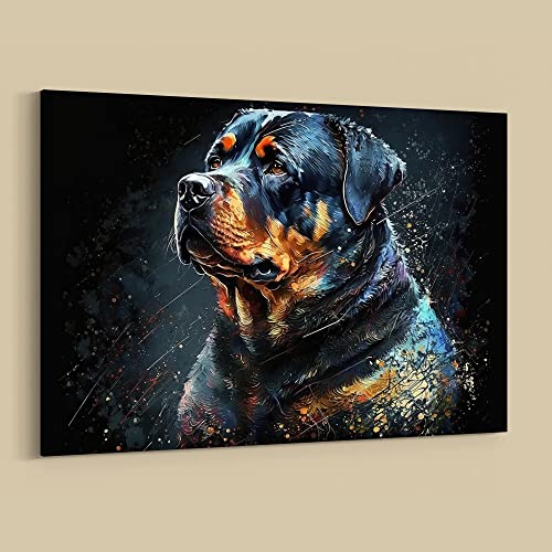 Dekomundo Rottweiler Hundebilder Leinwandbilder Porträt und lustige Bilder für Wanddekoration, Motiv 01, 40x50 cm von Dekomundo