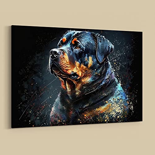Dekomundo Rottweiler Hundebilder Leinwandbilder Porträt und lustige Bilder für Wanddekoration, Motiv 01, 50x70 cm von Dekomundo