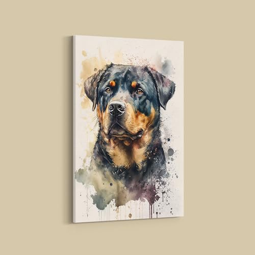 Dekomundo Rottweiler Hundebilder Leinwandbilder Porträt und lustige Bilder für Wanddekoration, Motiv 02, 40x50 cm von Dekomundo