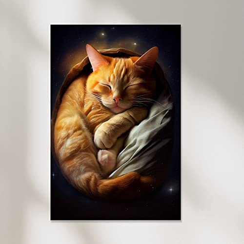 Dekomundo Süse kleine Katze schläft im Körbchen Leinwandbild oder Fotoposter Wohnzimmer Schlafzimmer Kinderzimmer, 20x30 cm, Fotoposter von Dekomundo