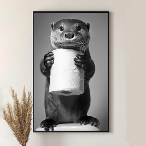 Dekomundo Süßer Otter hält Toilettenpapier Lustiger Tierdruck, Bild für Badezimmer Gäste WC Wandkunst, 40x50 cm Dekomundo Süßer Otter hält Toilettenpapier Lustiger Tierdruck, Bild für Badezimmer Gäste WC Wandkunst, 40x50 cm von Dekomundo
