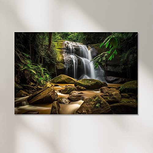 Dekomundo Wasserfall im Wald als Poster, Leinwandbild oder Bild mit Rahmen, Fotoposter, 40x60 cm von Dekomundo