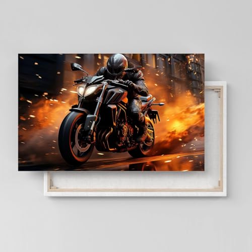 Dekomundo Yamaha MT-07 Motorrad Poster Leinwandbild oder Bild mit Rahmen Motor Cross Bike, 75x100 cm, Leinwandbild von Dekomundo