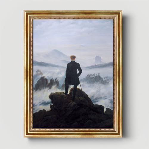 Der Wanderer über dem Nebelmeer Caspar David Friedrich - Leinwandbild mit Rahmen, 50x70 cm von Dekomundo