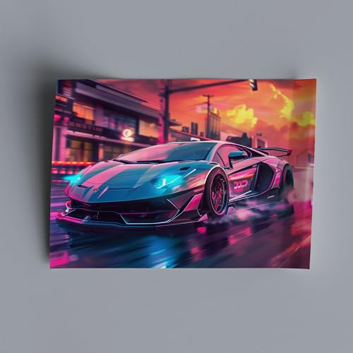 Lambo Aventador mit Heckflügel Sportwagen Wandbild als Dekoration, Fotoposter, 50x75 cm von Dekomundo