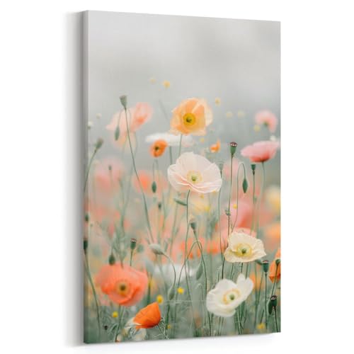 Tanz der Mohnblumen Leinwandbild Wohnzimmer Schlafzimmer Wanddeko Büro, 60x80 cm von Dekomundo