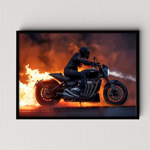 Triumph Rocket 3 in Flammen Motorrad Bild Poster Wandbild als Dekoration, Schwarzer Rahmen, 50x70 cm Triumph Rocket 3 in Flammen Motorrad Bild Poster Wandbild als Dekoration, Schwarzer Rahmen, 50x70 cm von Dekomundo