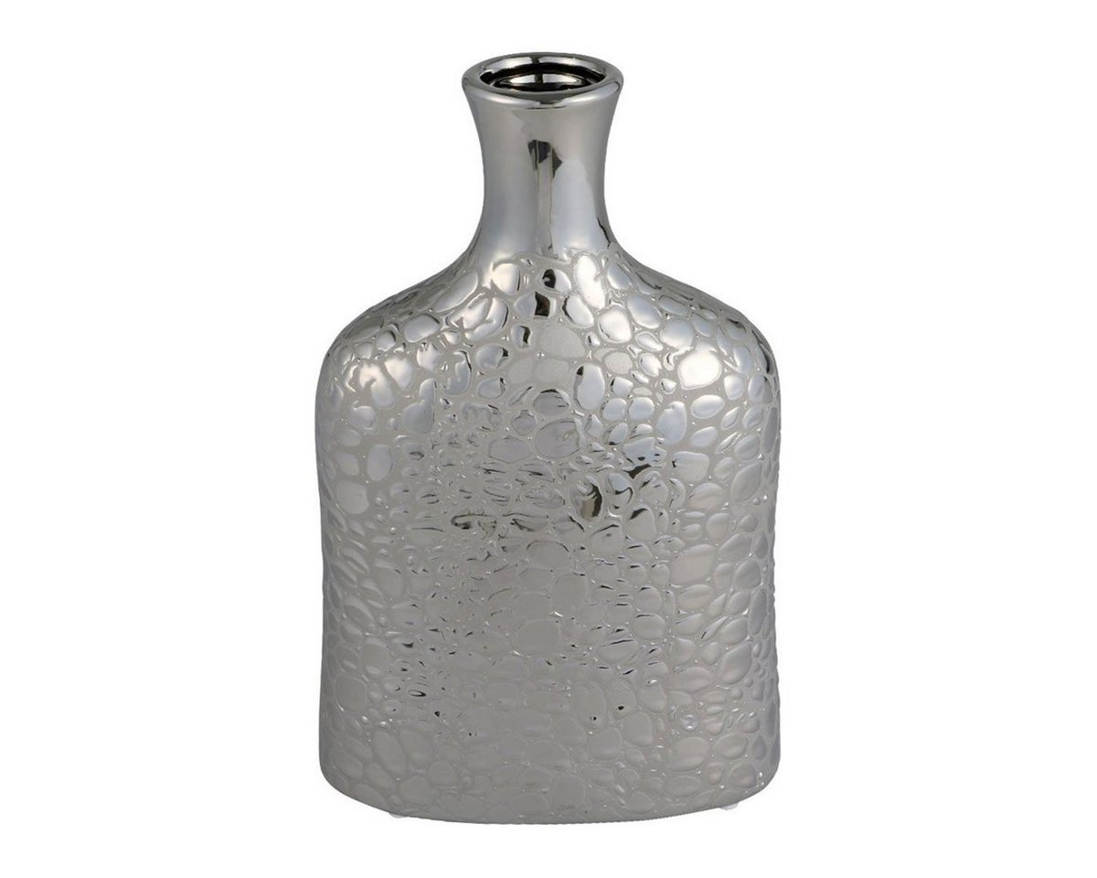 Dekonaz Dekovase Stein Verzierte Porzellan Vase, Silber, 16x30cm von Dekonaz