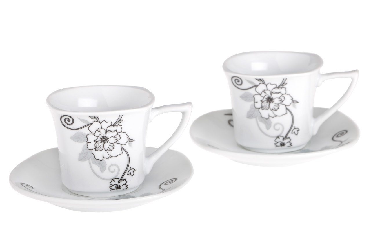 Dekonaz Kaffeeservice 6er Set Kaffeetassen Porzellan 12 Stück (12-tlg), Porzellan von Dekonaz