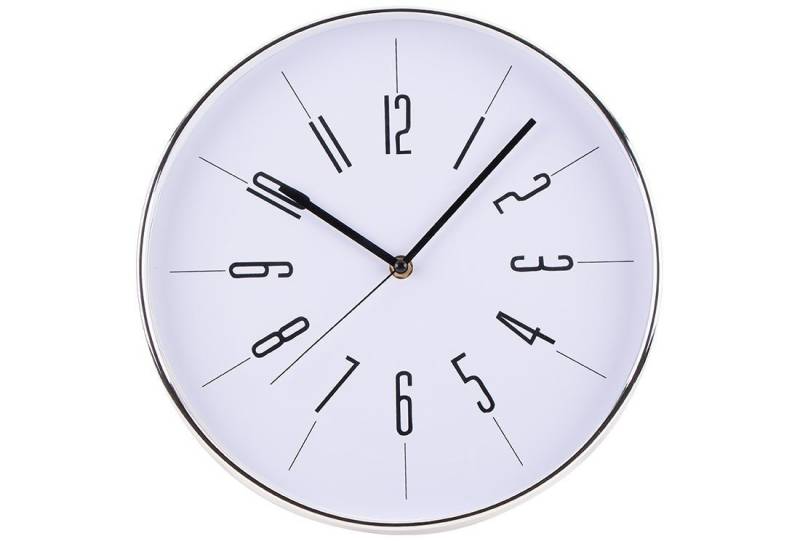Dekonaz Wanduhr Moderne schlichte Wanduhr Weiß-Silber rund lautlos 30x30 cm von Dekonaz