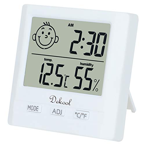 Dekool - Hygrometer mit digitalem Thermometer, Innenluftfeuchtigkeit, Innentemperatur, digitale Wetterstation, für Kinderzimmer, Schlafzimmer, Badezimmer, Wohnzimmer etc. von Dekool