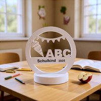 Einschulung Schulkind 2025 1 Klasse Personalisiert Geschenkset Loop Inkl. Ständer Aus Raysin von Dekooline