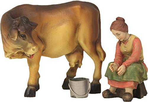 Dekop Bäuerin mit Kuh beim Melken, geeignet für 9cm Krippenfiguren (44635100167) von Dekop