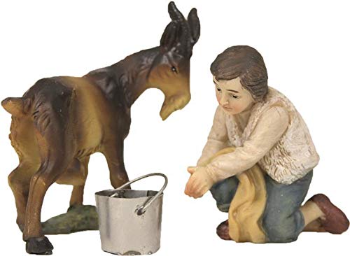 Dekop Junge mit Ziege beim Melken, geeignet für 11cm Krippenfiguren (44635100136) von Dekop