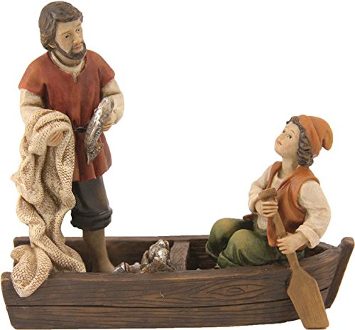 Dekop Krippenfiguren, Fischerboot mit 2 Fischern Höhe ca. 9cm (444635093698) von Dekop