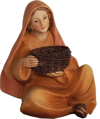 dekoprojekt Krippenfigur Magd mit Korb, sitzend von dekoprojekt