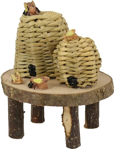 Dekoprojekt Krippenzubehör Tisch mit Bienenkörben 7,2 cm von Dekoprojekt