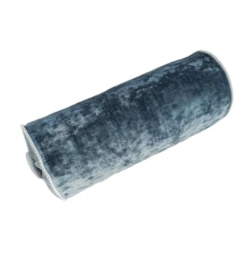 Dekorativ Kissen Einfarbig Dekokissen Graphitwalze Samt Polster mit weißer Bordüre 40cm Kissen Dekorrolle Velours, 40cm, Samt grau glänzend von DekorRacje