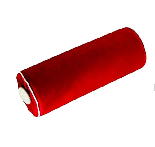 Dekorativ Kissen Einfarbig Dekokissen Rolle Rot Samt mit weißer Bordüre 40cm Kissen Dekowalze, Velour, Rot, 40cm von DekorRacje