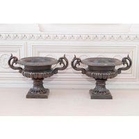 2 X Gusseisen Blumentopf - Braune Gartenvase Garten Dekoration Pflanzgefäß Jugendstil Haus Und Deko Geschenkidee von DekorStyle