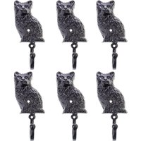 6 X Wandaufhänger Mit Katzen - Gusseisen Schwarzer Haken Katzenstatue Katzenliebhaber Geschenk von DekorStyle