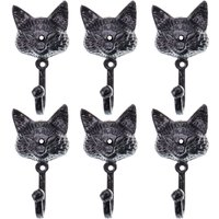 6 X Wandaufhänger Mit Katzen - Gusseisen Schwarzer Haken Katzenstatue Katzenliebhaber Geschenk von DekorStyle