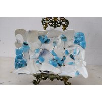 Blau Weiß Plateau Glas Auf Murano Stil Beaufitul Geschenk Handgemachtes Produkt Art Deco von DekorStyle