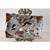 Braun Weiß Plateau Glas Murano Style Beaufitul Geschenk Handmade Produkt Art Deco von DekorStyle