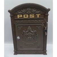 Briefkasten A4 Braun Vintage Stil - Post Engel Ornamente Garten Antik Dekor Gute Geschenkidee von DekorStyle