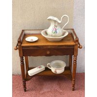 Keramik Bad Set Auf Gusseisen Stand - Vintage Stil Badezimmer Florale Ornamente Haus Und Garten Dekor von DekorStyle