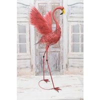 Grosser Eisen-Rosa-stehender Flamingo - Schönes Detail Und Schöne Farben Erstaunliche Metallstatue Für Den Garten von DekorStyle