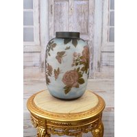 Limitierte Blumenvase - 3D Rose Design Blaue Und Lila Glasvase Emile Galle Stil Handgemachtes Glas Geschenkidee Wohndeko von DekorStyle
