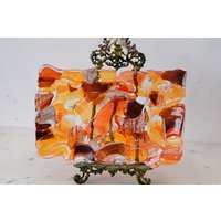 Orange Plateau Glas Auf Murano Stil Beaufitul Geschenk Handgemachtes Produkt Art Deco von DekorStyle
